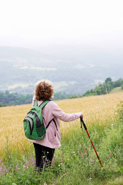 istock Senior woman hiking on mountain 977860906