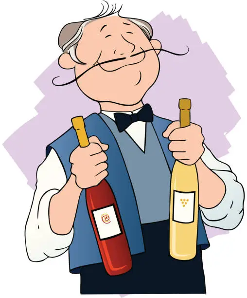 Vector illustration of Wine Waiter