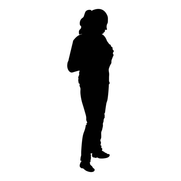 istock woman stands silhouette isolated on white background vector illustration 977866936