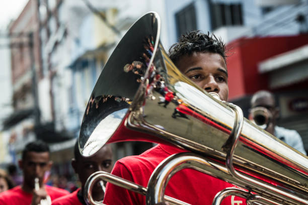 Rio de Janeiro, Brazil - September 07, 2013: Fanfare band is seen in Valença (southern of Rio de Janeiro state) during Brazil's independence parade on September 7th.