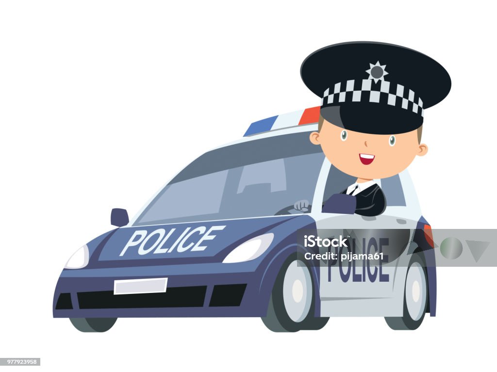 Police Officer in a Car Vector Police Officer in a Car Police Car stock vector