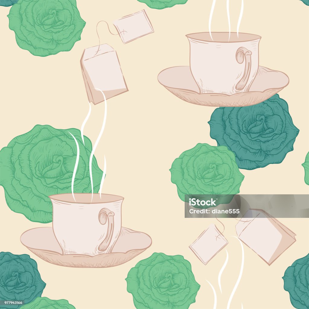 Repeat Pattern Tea Seamless Repeating Tea Pattern Stock Illustration - Download Image Now ...