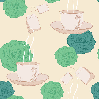 Seamless Repeating Tea Pattern Stock Illustration - Download Image Now ...