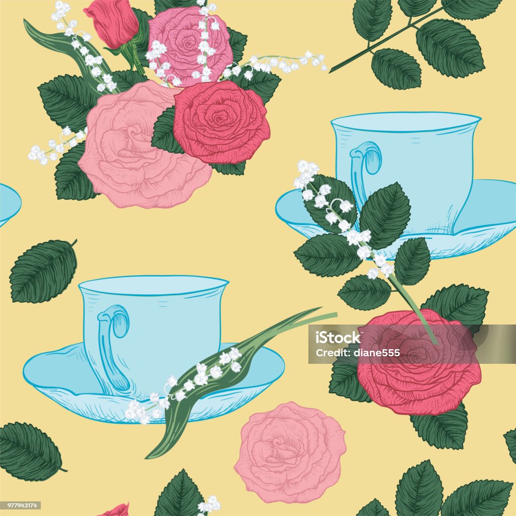 Seamless Repeating Tea Pattern Stock Illustration - Download Image Now ...