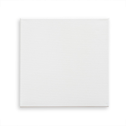 Lona blanca marco falso tamaño cuadrado de plantilla aislado sobre fondo blanco con trazado de recorte para artes pintura y foto interior decoración colgante photo