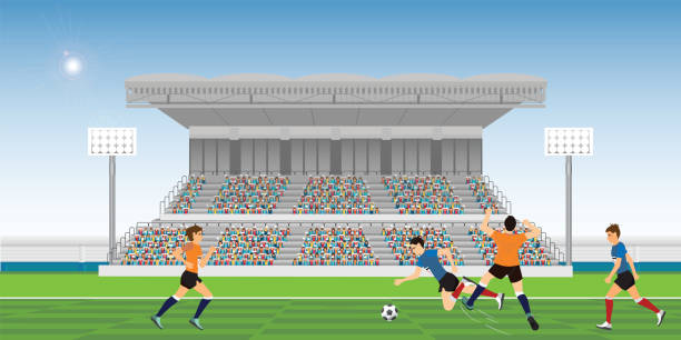 Yellow soccer player commits a foul . Yellow soccer player commits a foul against blue soccer player during football match team players sport championship vector illustration. foul stock illustrations