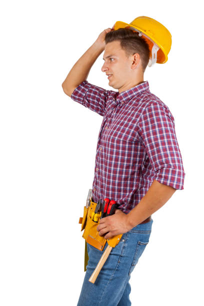 istock Attractive repairman on isolated 978149686