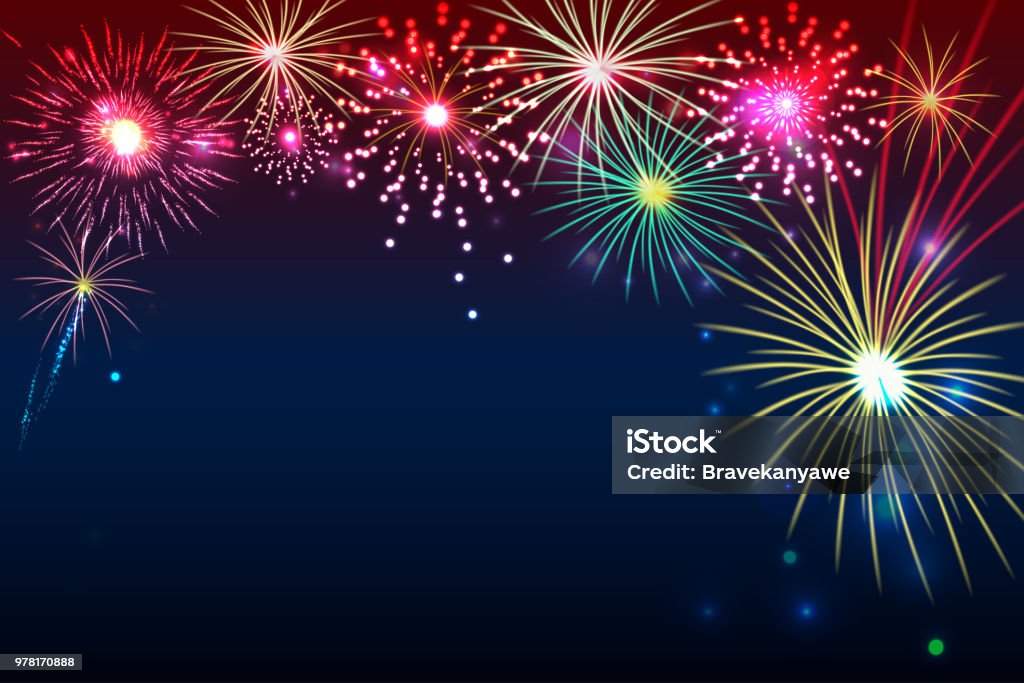 fireworks background with space for text. illustration vector. new year celebration Firework - Explosive Material stock vector