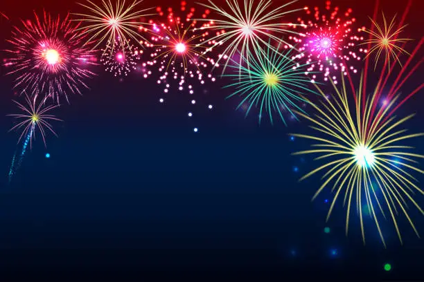 Vector illustration of fireworks background with space for text. illustration vector.