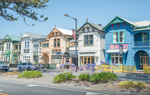 Napier, New Zealand -December-25-2017 : The colourful house on Marine parade street of Napier.