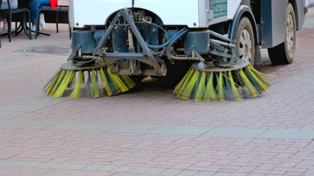 istock Sweepers car machine or sweeper machine cleaning on the streets. 978191214