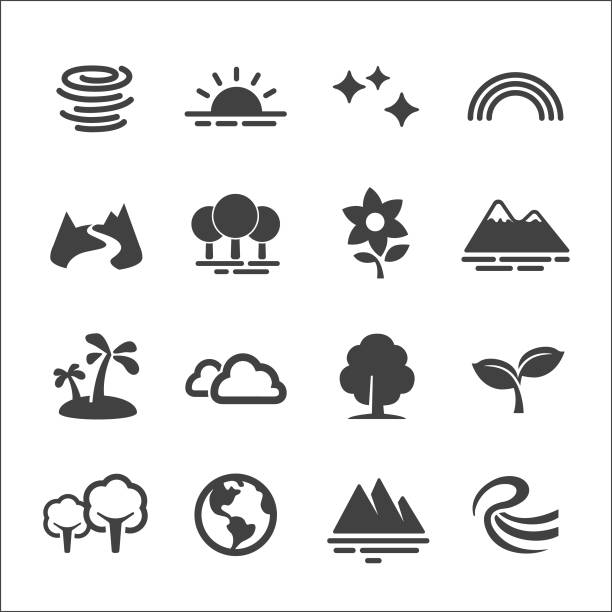 Nature Icons Set - Acme Series Nature, Environmental Conservation, ecosystem rainbow icons stock illustrations