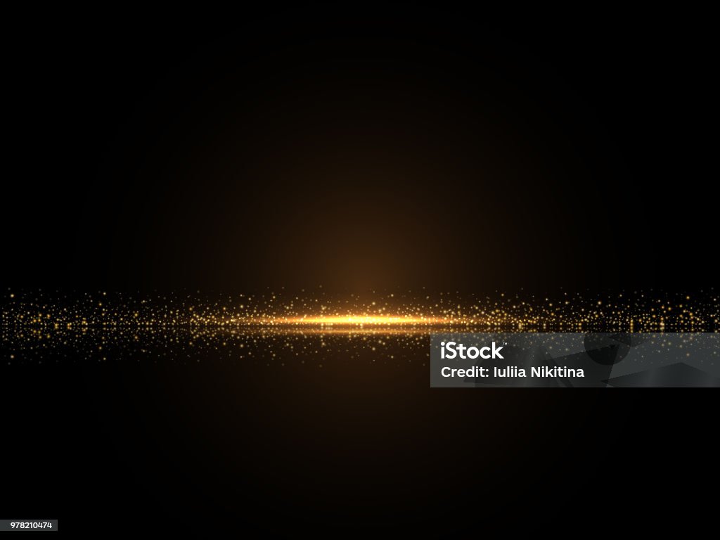 Shiny glowing luxury backround Vector sparkling reflective golden glitter dust Gold - Metal stock vector