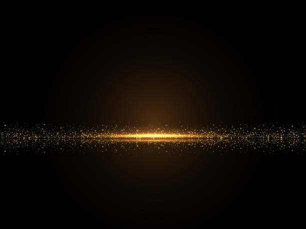 Shiny glowing luxury backround Vector sparkling reflective golden glitter dust natural phenomenon stock illustrations