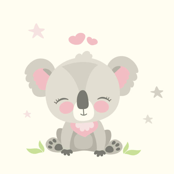 ilustraciones, imágenes clip art, dibujos animados e iconos de stock de oso koala lindo, - stuffed animal toy koala australia