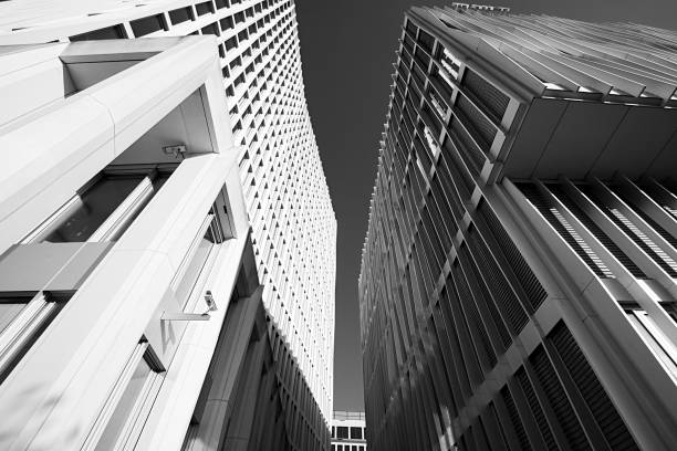 istock Modern architecture office buildings in infrared black and white, on a sunny day 978232830
