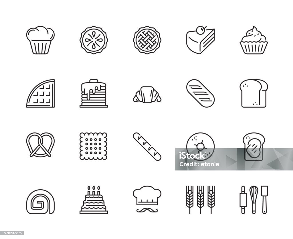 Bäckerei Symbole - Lizenzfrei Icon Vektorgrafik
