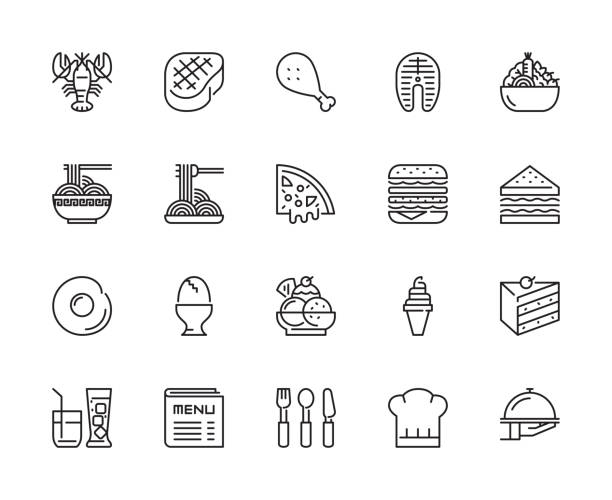 ikony jedzenia i restauracji - chef food cooking sandwich stock illustrations