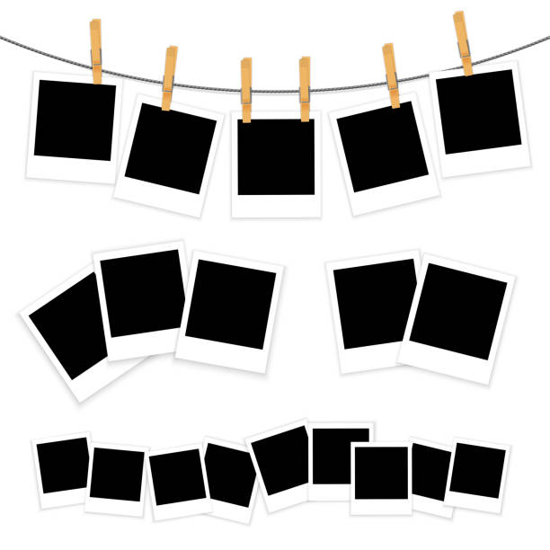 Blanks of photo on white background vector Blanks of photo on white background vector clothesline photos stock illustrations