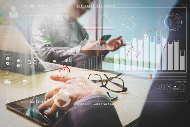 istock Medical technology network team meeting concept. Doctor hand working smart phone modern digital tablet laptop computer graphics chart interface.eyeglass, sun flare effect photo 978238608