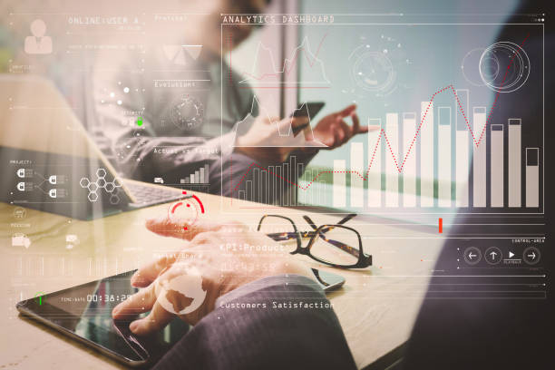 istock Medical technology network team meeting concept. Doctor hand working smart phone modern digital tablet laptop computer graphics chart interface.eyeglass, sun flare effect photo 978239450
