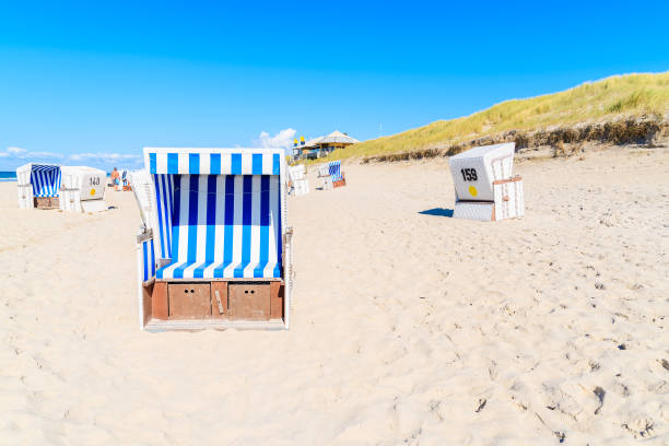 istock Wicker chairs on sandy beach in Kampen village, Sylt island, Germany 978242156