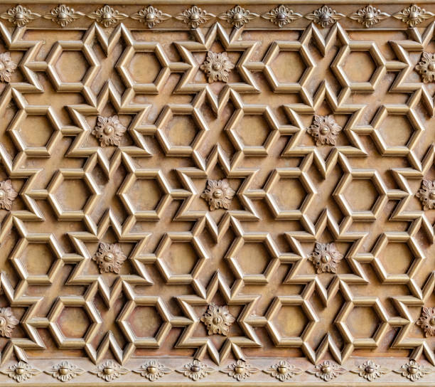 alte geschnitzte messing textur. - india palace indian culture indoors stock-fotos und bilder