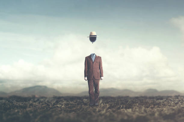 istock surreal minimalist man with big black balloon suspended over his head 978258328
