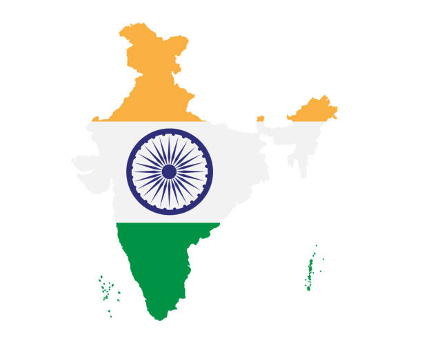 illustrations, cliparts, dessins animés et icônes de carte de l’inde avec drapeau infographie vectorielle - india