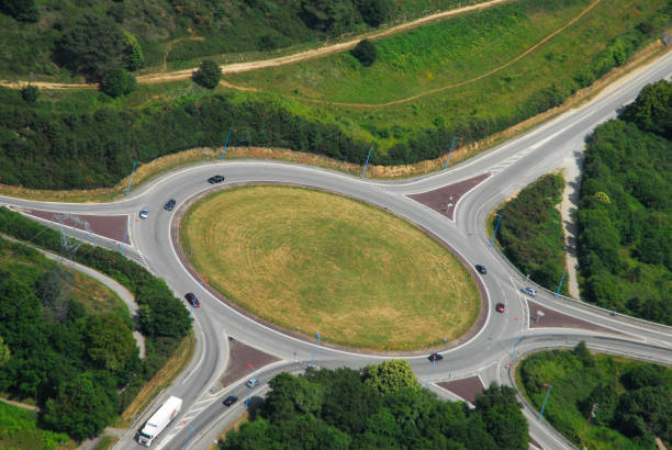 istock Aerial view of a roundabout 978265632