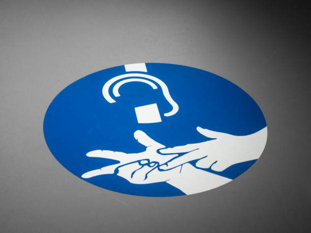Deaf icon and language icon print on the flor