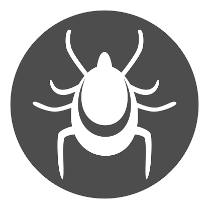 Mite icon. Tick silhouette incircle. Vector illustration.