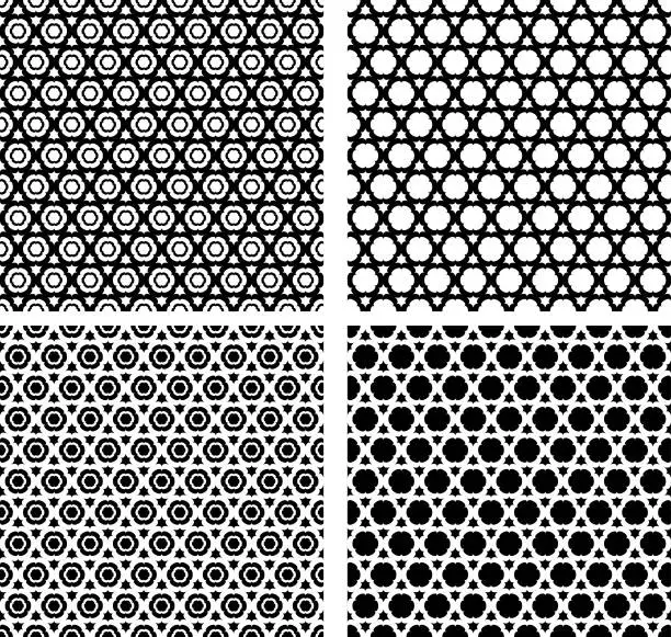 Vector illustration of set of   arabian  contour  seamless  patterns