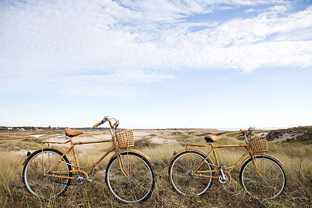 Bicycles near sand dunes  marram grass photos stock pictures, royalty-free photos & images