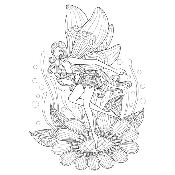 Hand Drawn Illustration Of Fairy And Flower In Tangle Style Stock Illustration - Download Image Now - iStock Hand Drawn Illustration Of Fairy And Flower In Tangle Style Stock Illustration - Download Image Now - iStock