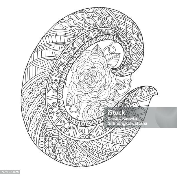 Hand Drawn Illustration Of C Alphabet In Tangle Style Stock Illustration - Download Image Now