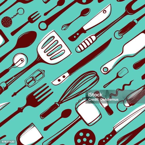 Utensil Pattern Creative Seamless Pattern With Kitchen Utensils Stock Illustration ...
