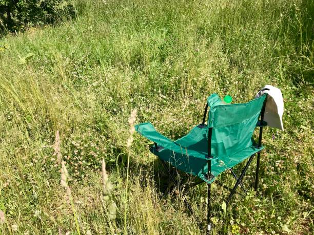 istock Folding chair for a picnic is on a green meadow 978317248