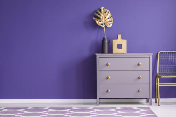 istock Gold and purple room interior 978318466
