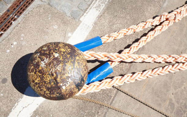 istock Ship rope, ship bollard, bollard in port 978320998