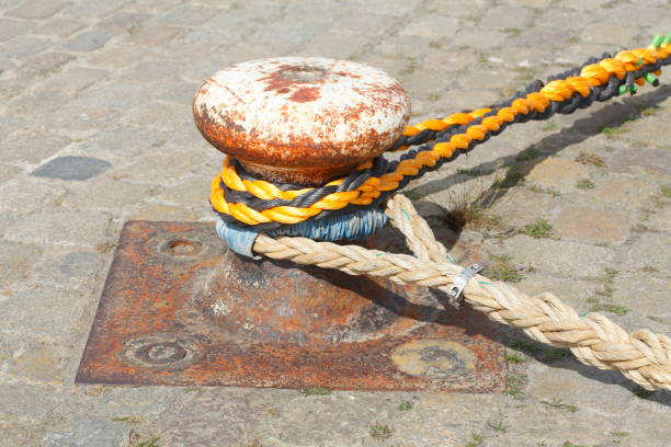 istock Ship rope, ship bollard, bollard in port 978321146