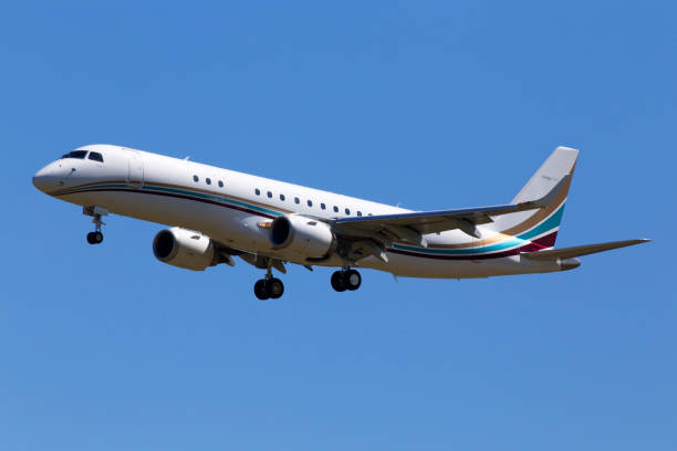 OO-NGI Flying Service Embraer Lineage 1000 (ERJ-190-100 ECJ) aircraft on the blue sky background stock photo