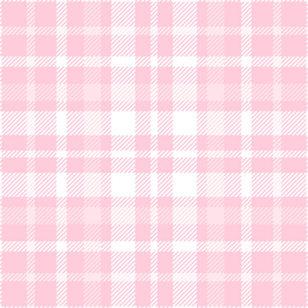 Seamless Plaid Check Pattern In Shades Of Pastel Pink And White
