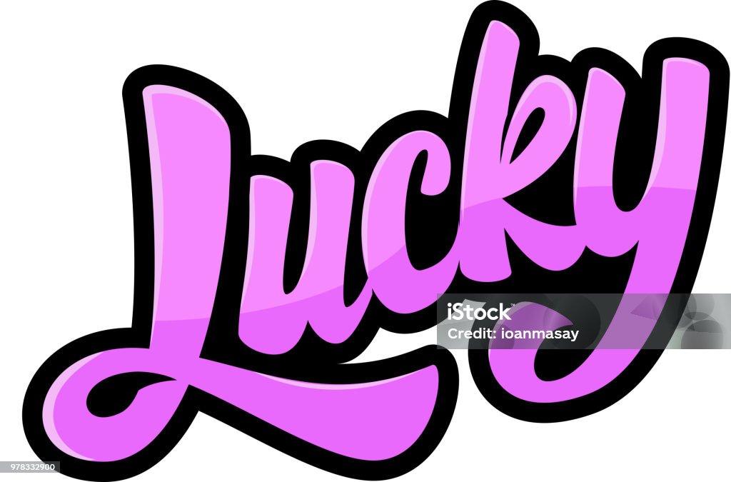 Lucky. Lettering phrase on white background. Design element for poster, print, card, emblem, sign. Lucky. Lettering phrase on white background. Design element for poster, print, card, emblem, sign. Vector image Luck stock vector