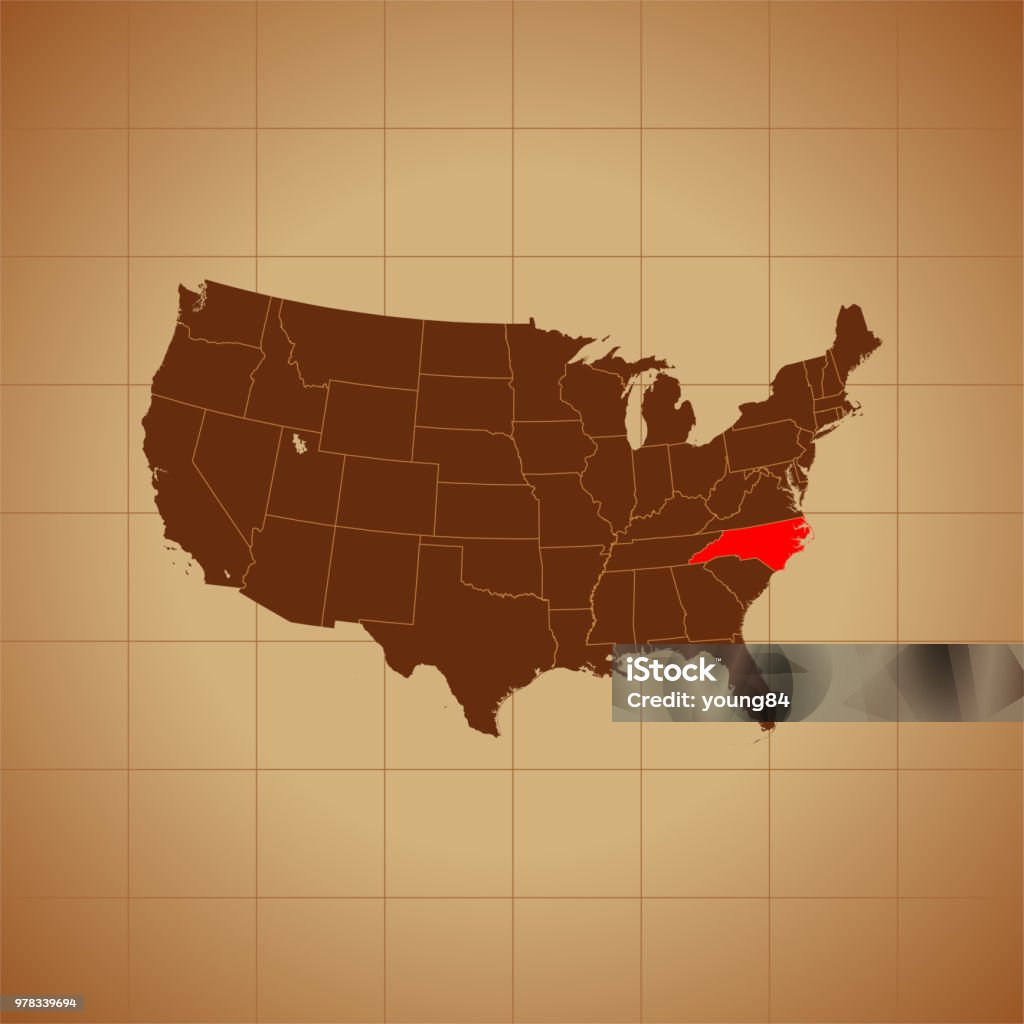 North Carolinakarte Stock Vektor Art und mehr Bilder von Illustration