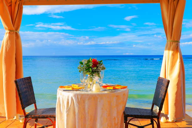 istock Romanticism: Beach with table for two, romantic dinner – Montego Bay - Jamaica 978353588