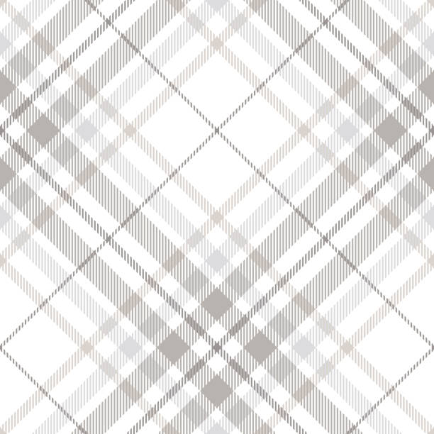 Seamless tartan plaid pattern in shades of gray, white and dusty beige Classic countryside fashion print plaid stock illustrations