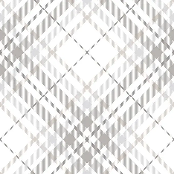 Vector illustration of Seamless tartan plaid pattern in shades of gray, white and dusty beige