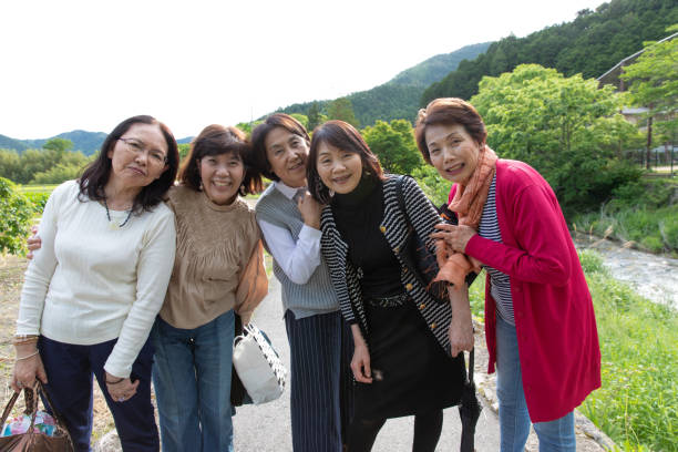 Five senior woman posing for picture