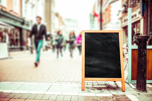 blank blackboard sign or menu in the street, add your text